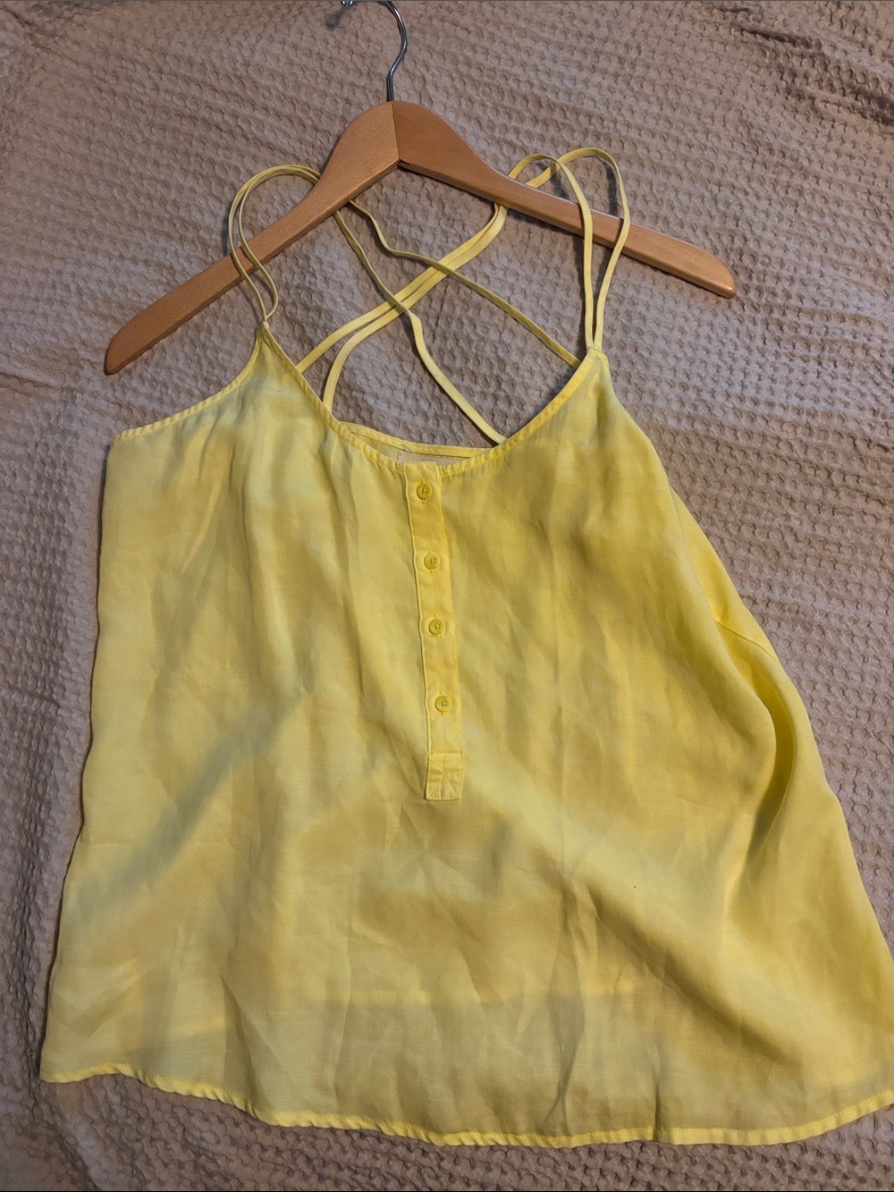 Cloth & Stone Medium Yellow Strappy Button-Front Women's Tank Top